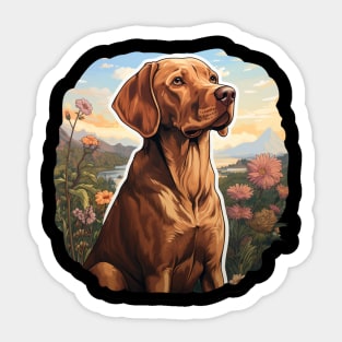 Vizsla  Dog Vintage Floral Sticker